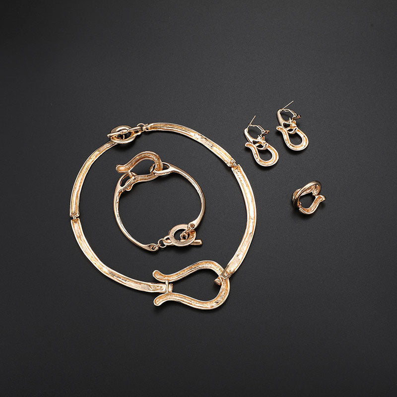 Alloy Necklace, Earrings, Bracelets And Rings Set Of Four