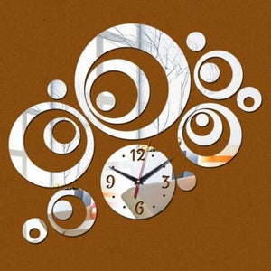 Creative Diy Circle Mirror Clock Wall Sticker
