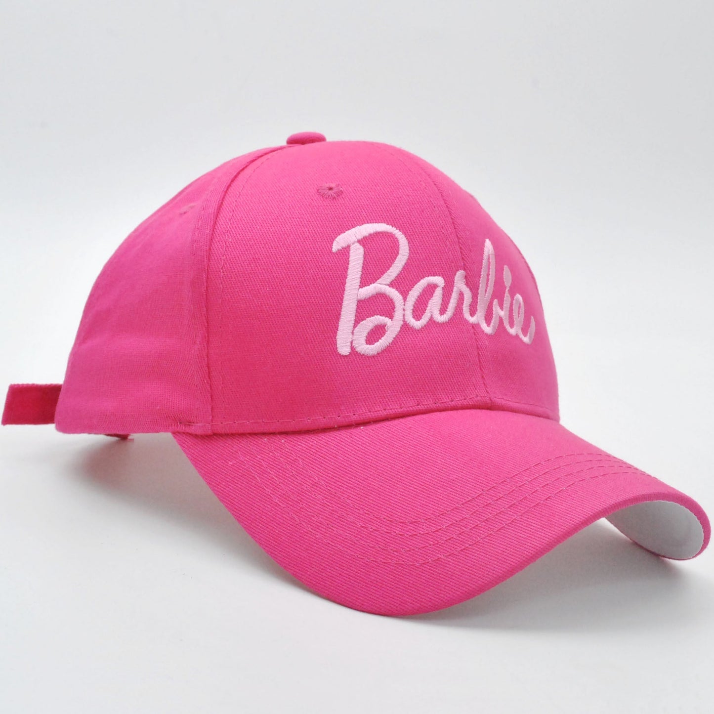 Cross-border new Barbie Barbie pink hard top baseball cap ins Korean version of cute embroidery curved eaves cap wholesale