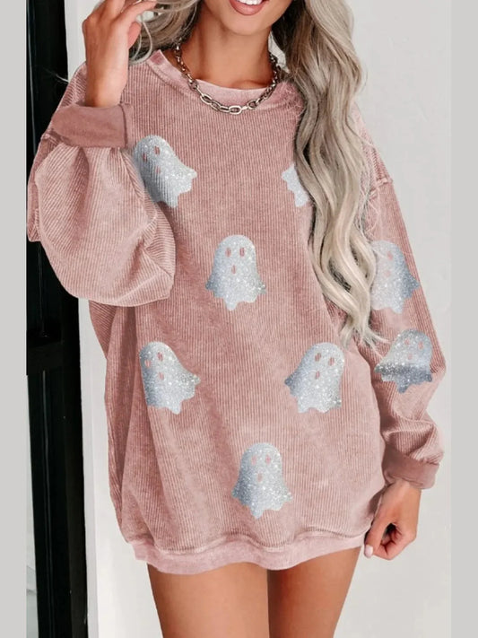 Ghost Round Neck Oversized Sweatshirt