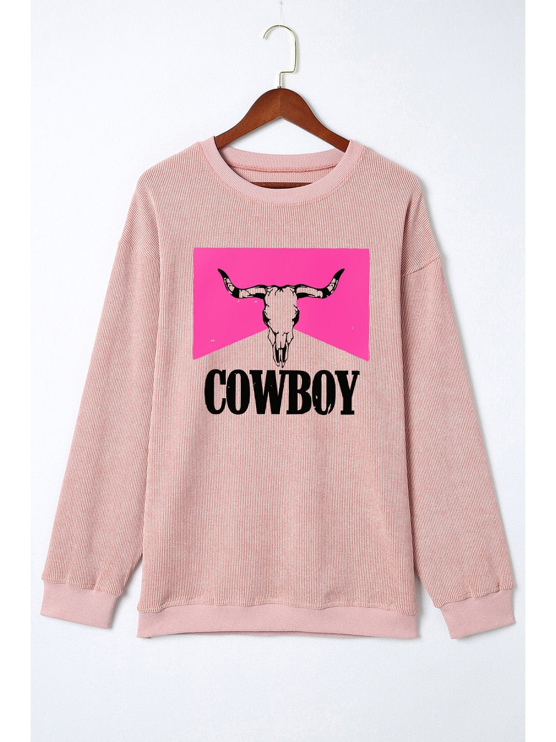 Women Cowboy Graphic Round Neck Sweatshirt