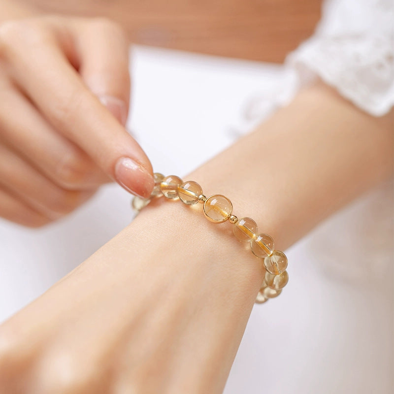 Yellow Crystal Bracelet Exhibition With Golden Yellow Crystal Beads
