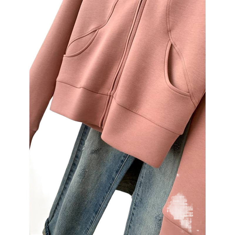 Plus Size Stand Collar Zipper Cardigan Sweater Coat