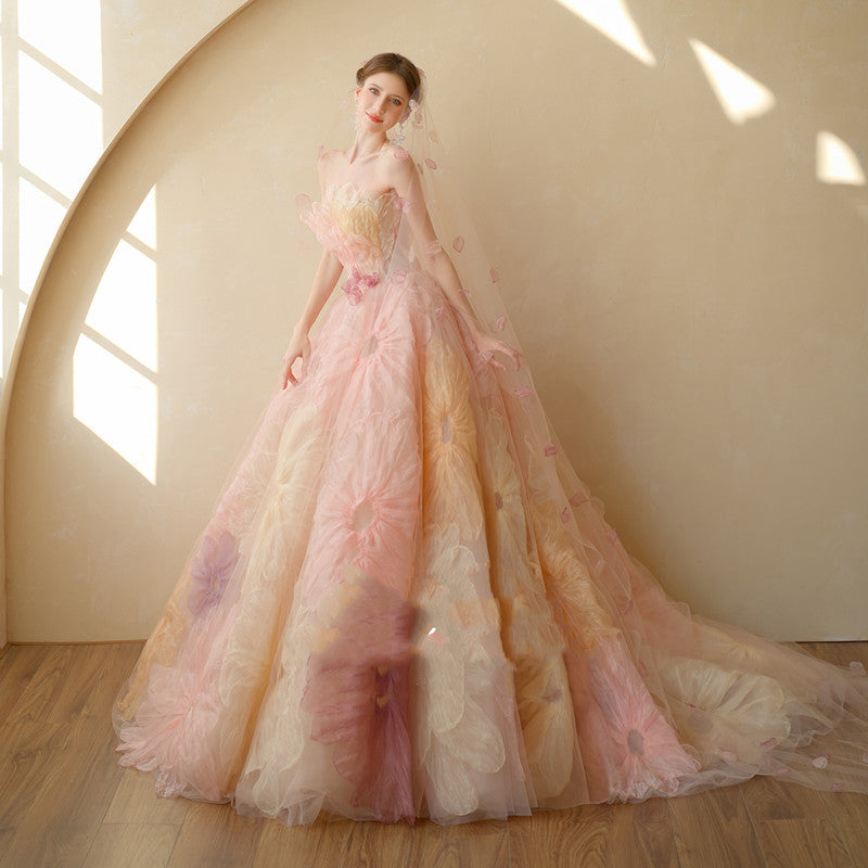 Wedding Dress Skirt Train Bride Performance Art