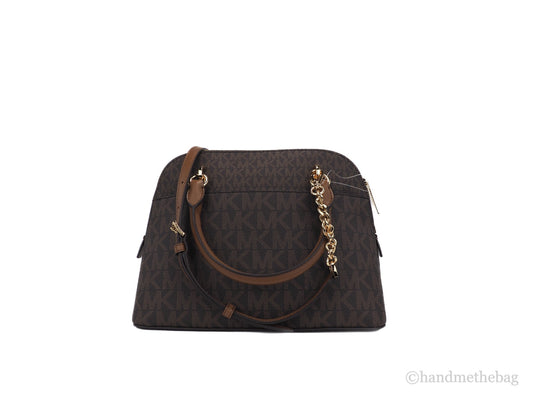 Michael Kors Jet Set Travel Medium Brown Signature PVC Dome X Cross Satchel Bag