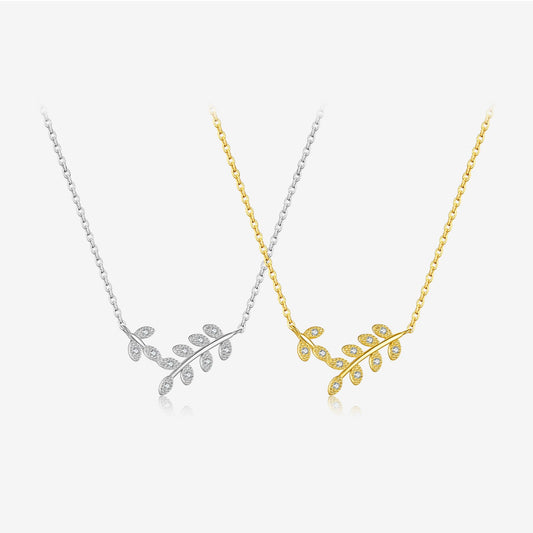 S925 Sterling Silver Leaf Shaped Necklace