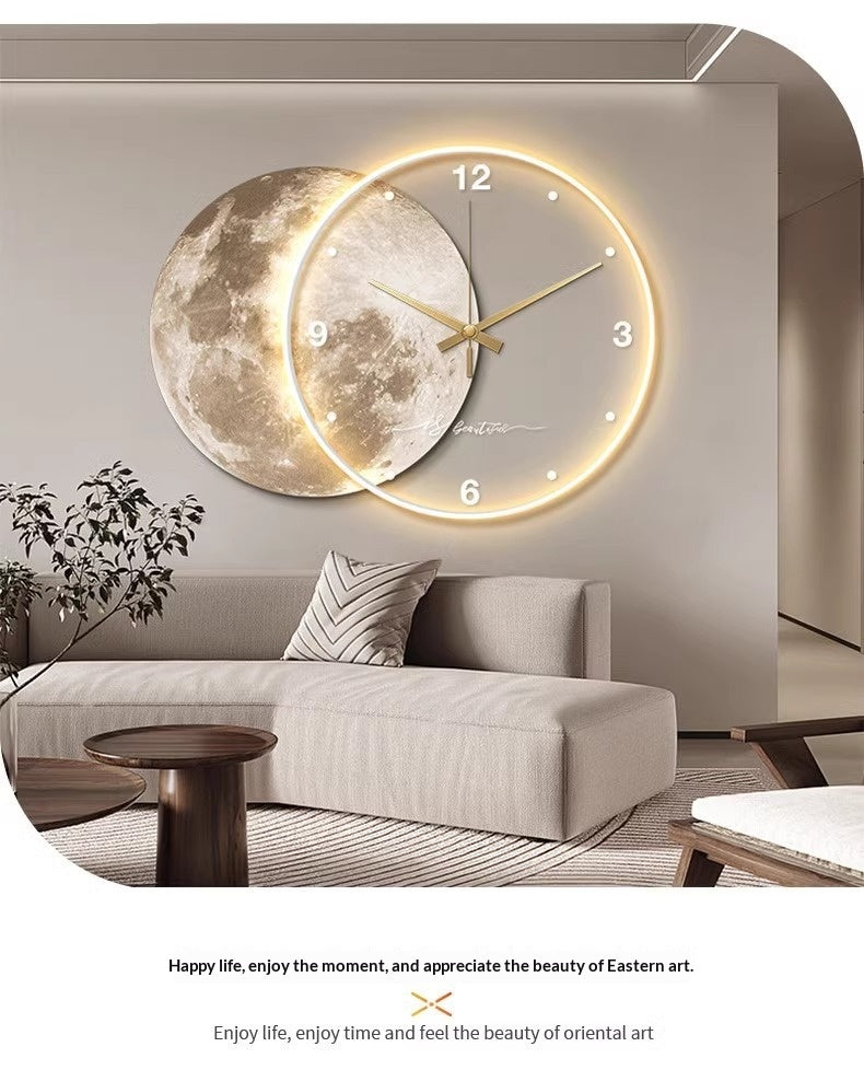 Moon Living Room Wall Clock Clock Mural Light
