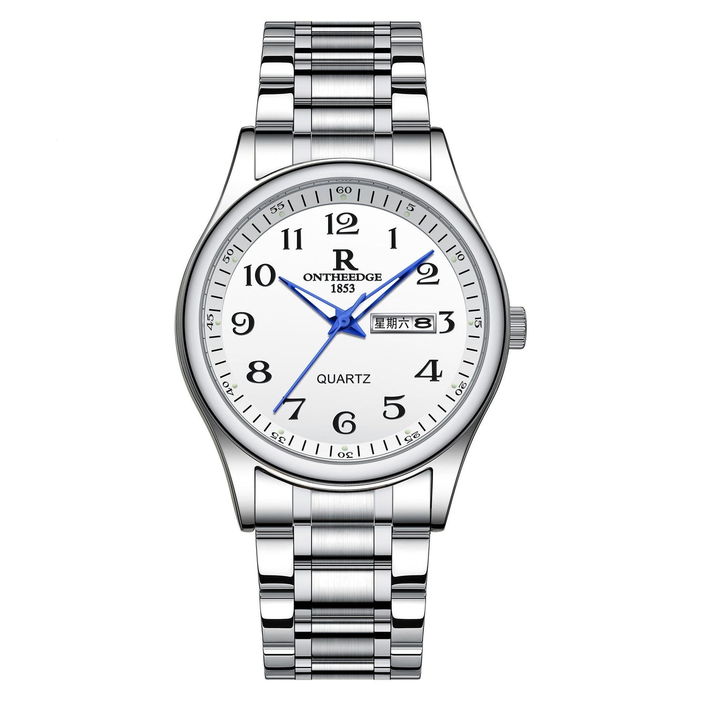 All-steel Double Calendar Middle-aged And Elderly Men's Watch
