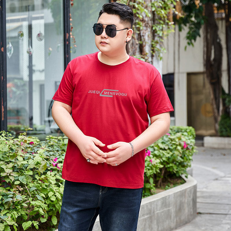 Plus-sized Plus Size Cotton Round Neck Short Sleeve Men's T-shirt