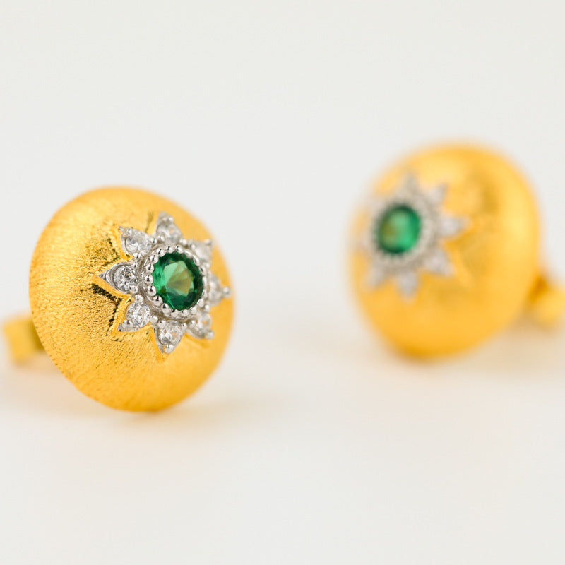 Vintage Court Elegant Round Brushed Earrings