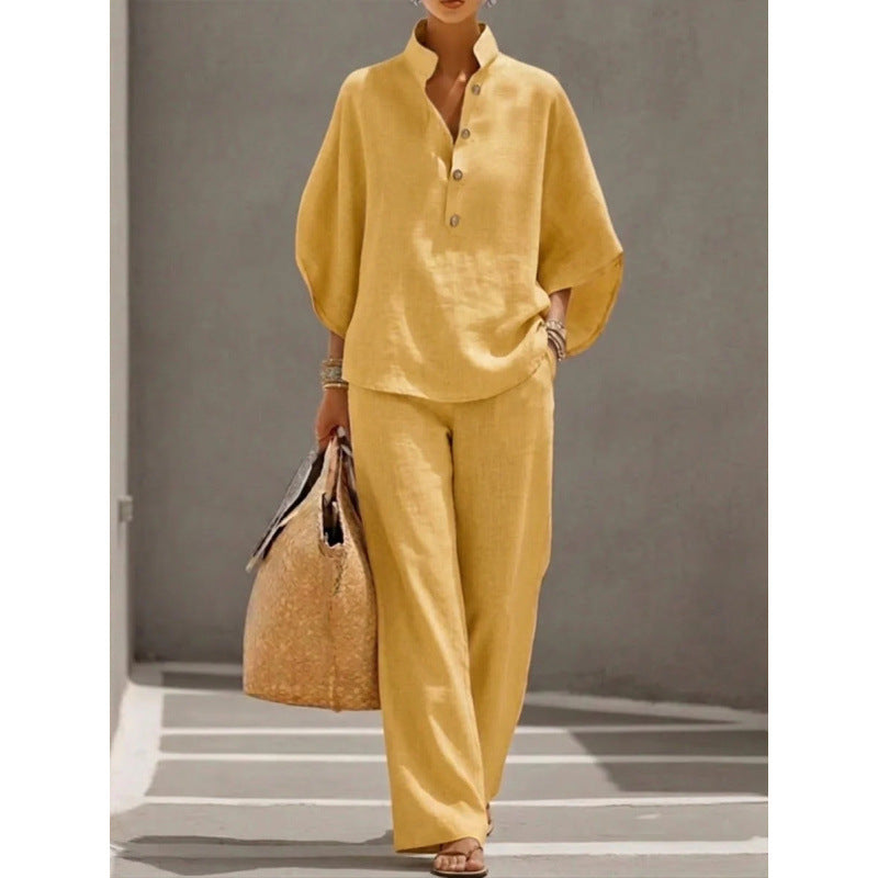 2026 New Women's Autumn Shirt Set Solid Color Leisure Urban Commuter Set