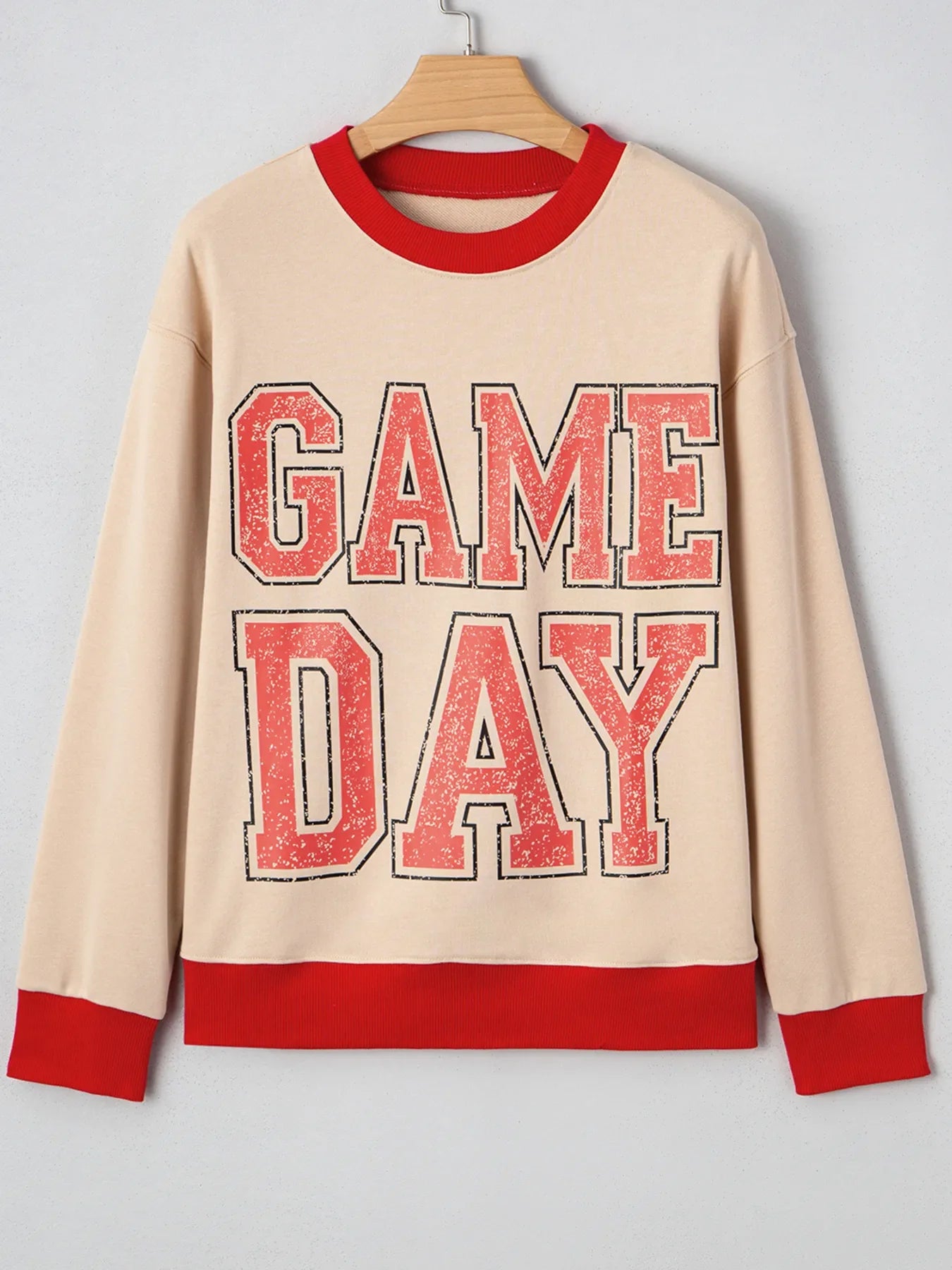 GAME DAY Letter Graphic Round Neck Sweatshirt