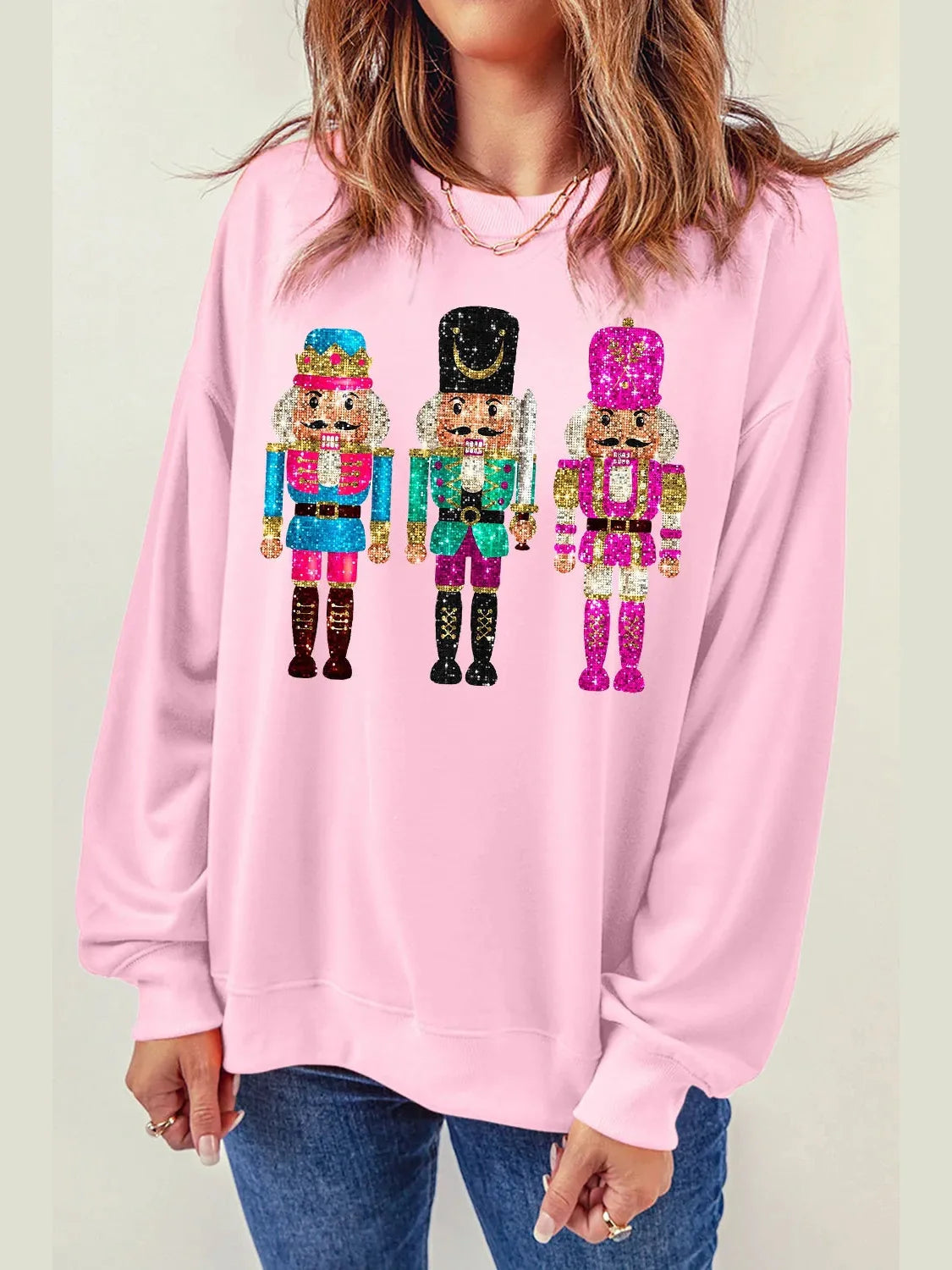 Nutcracker Graphic Round Neck Long Sleeve Sweatshirt