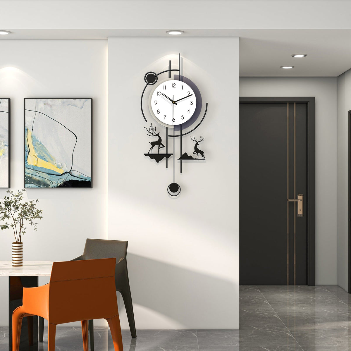Modern Abstract Wall Clock Metal Decorative Pendulum Home Decor Design