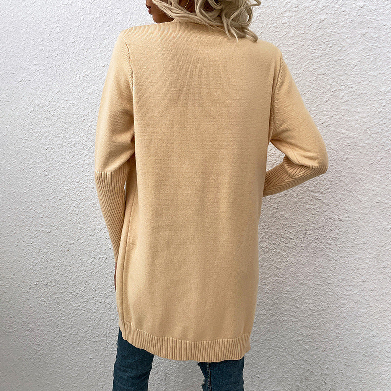 Solid Color Pocket Sweater Autumn And Winter Sweater Women's Cardigan Coat