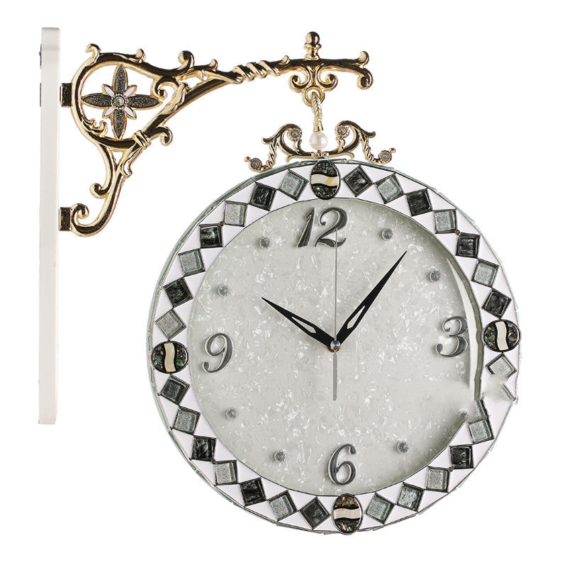 Creative Shell Carving Double-sided Wall Clock Silent