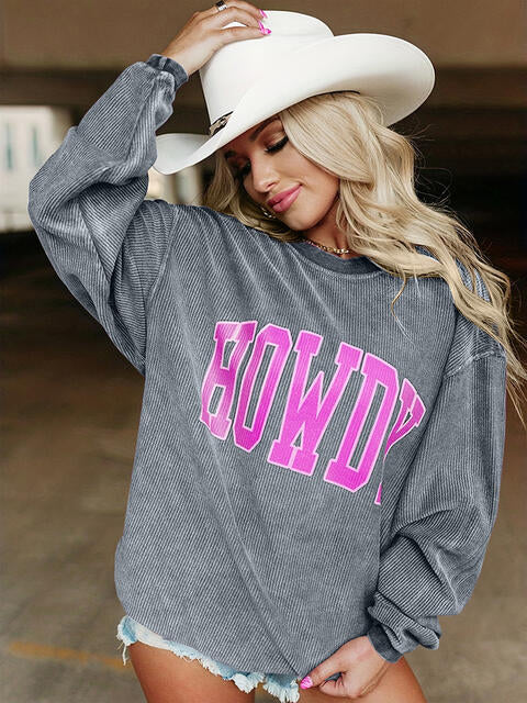 Women Full Size Howdy Graphic Round Neck Sweatshirt