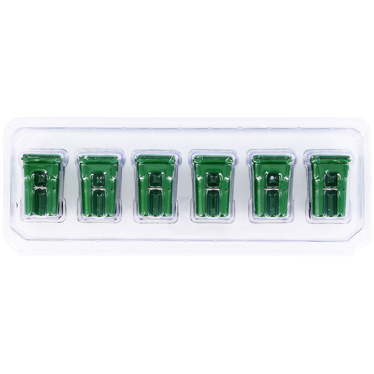 Set of 6 Green Garbage Trash Bin Containers Replica 1/34 Models by First Gear