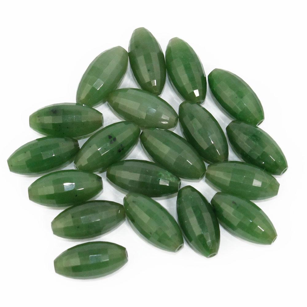 Faceted Canadian Jade Bead, 9 x 18.5mm