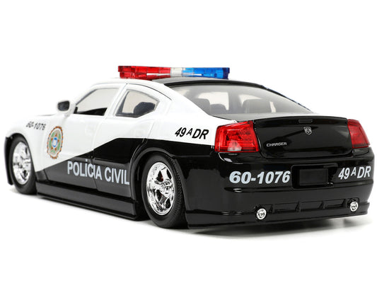 2006 Dodge Charger Police Black and White "Policia Civil" "Fast & Furious" Series 1/24 Diecast Model Car by Jada