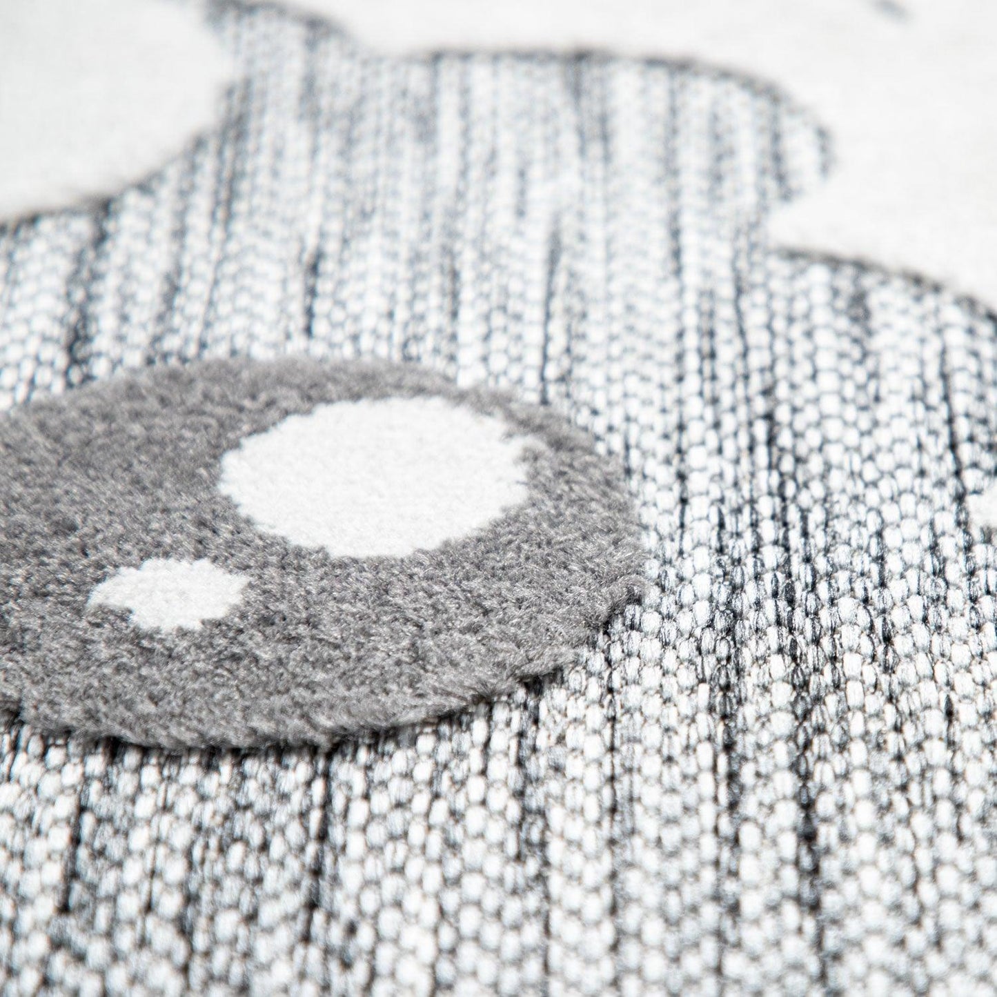 Kids Rug Tweet Round Play Mat Llama Motif in Mottled Grey