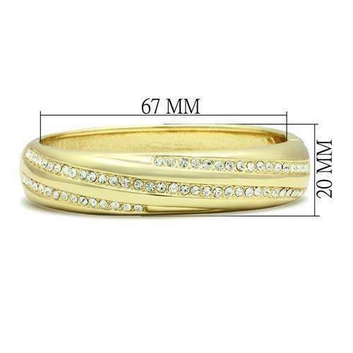 LO2150 - Flash Gold White Metal Bangle with Top Grade Crystal in Clear