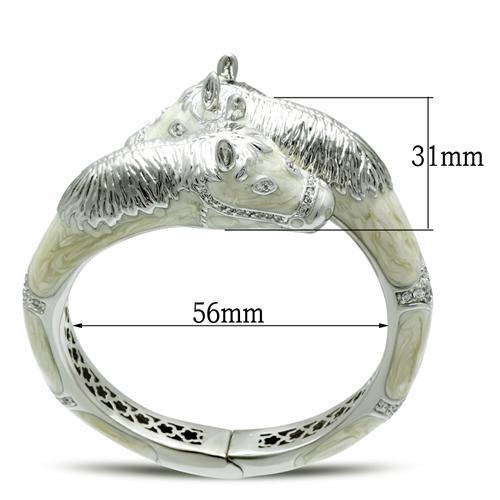 LO2266 - Rhodium Brass Bangle with AAA Grade CZ in Clear