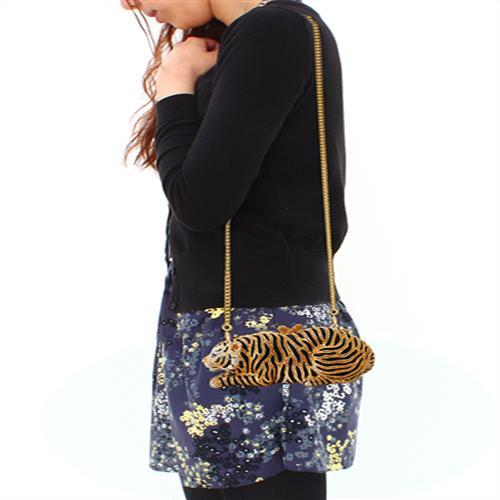 LO2371 - Gold White Metal Clutch with Top Grade Crystal in Multi Color