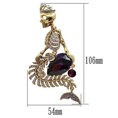 LO2412 - Gold White Metal Brooches with AAA Grade CZ in Amethyst