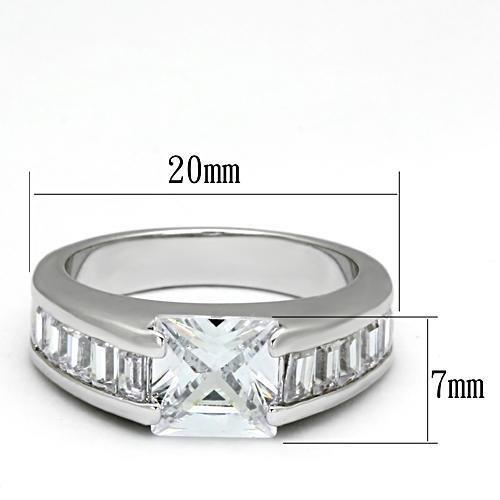 LOA843 - Rhodium Brass Ring with AAA Grade CZ in Clear