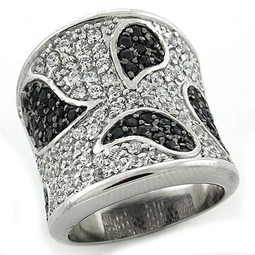 LOAS1182 - Reverse Two-Tone 925 Sterling Silver Ring with AAA Grade CZ in Multi Color