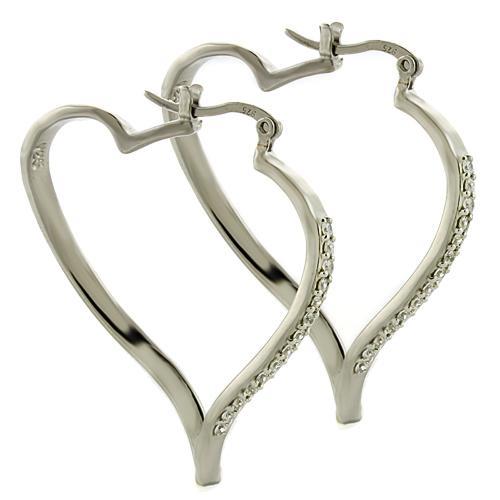 LOAS784 - High-Polished 925 Sterling Silver Earrings with AAA Grade CZ in Clear