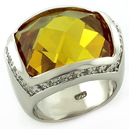 LOAS820 - Rhodium 925 Sterling Silver Ring with AAA Grade CZ in Topaz