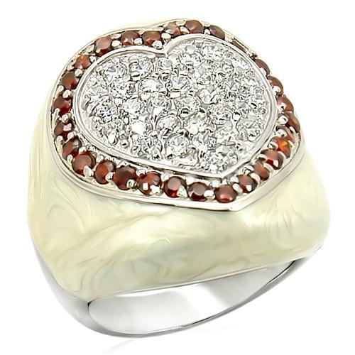 LOS211 - Rhodium 925 Sterling Silver Ring with AAA Grade CZ in Garnet