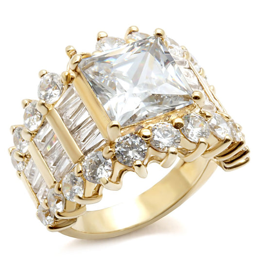 LOS481 - Gold 925 Sterling Silver Ring with AAA Grade CZ in Clear
