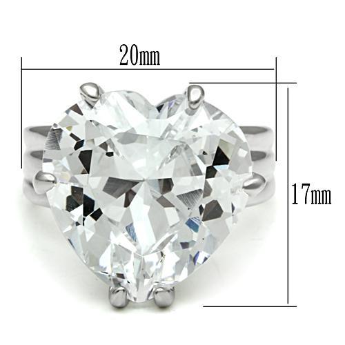 LOS543 - Silver 925 Sterling Silver Ring with AAA Grade CZ in Clear