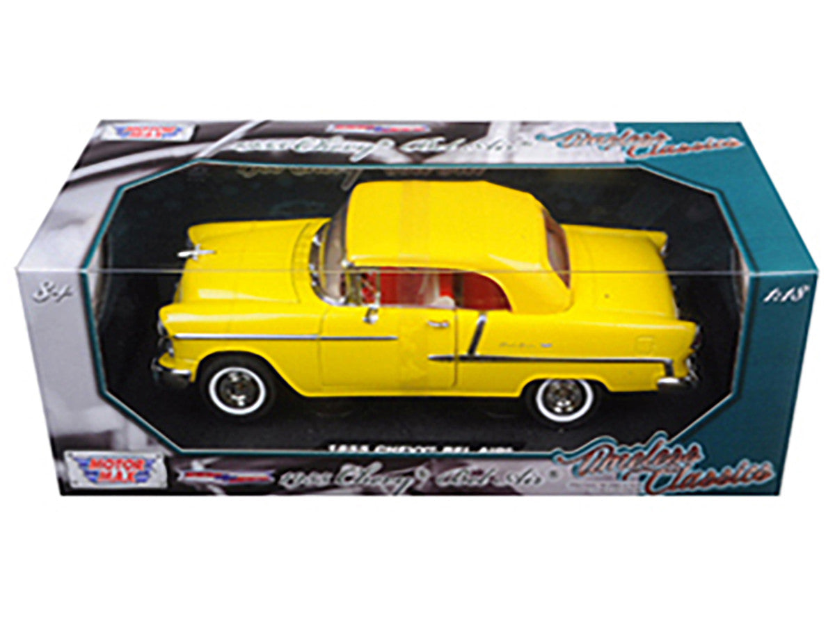 1955 Chevrolet Bel Air Convertible Soft Top Yellow "Timeless Classics" 1/18 Diecast Model Car by Motormax