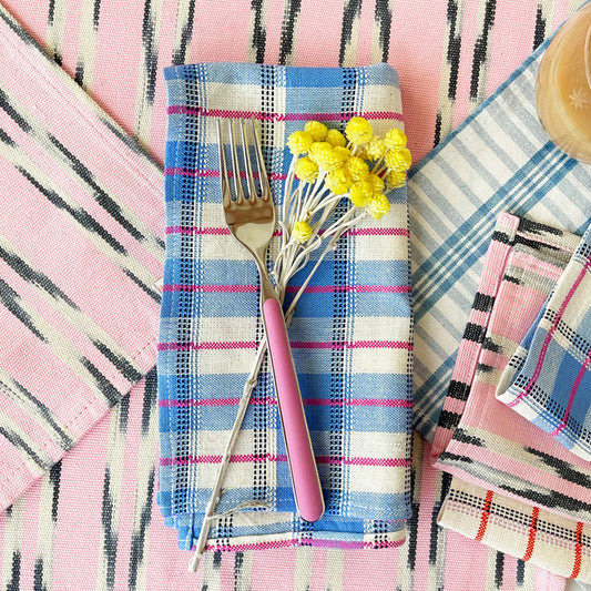 San Andres Gingham Blue & White Napkins
