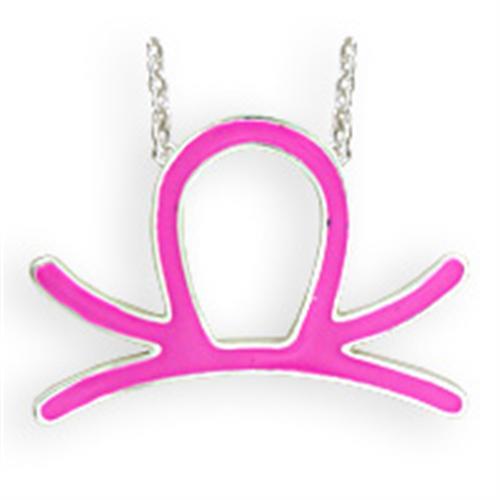 SNK01PINK - Silver Brass Chain Pendant with Epoxy in Rose