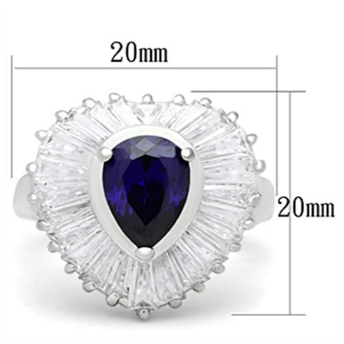 SS004 - Silver 925 Sterling Silver Ring with AAA Grade CZ in Tanzanite