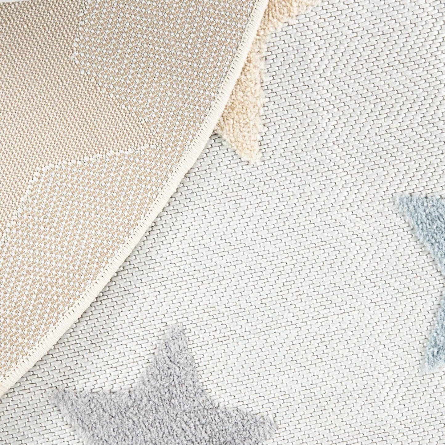 Stars Kids Rug Modern Low-Pile Play Mat Pastel Colored Stars in Cream