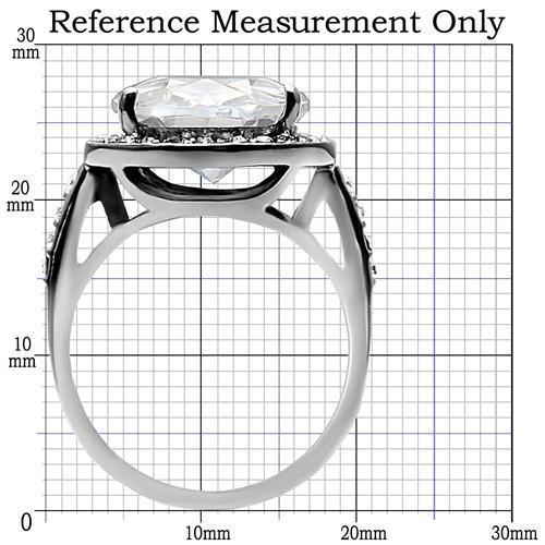 TK010- High polished (no plating) Stainless Steel Ring with AAA Grade CZ in Clear