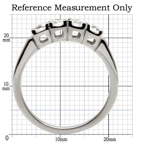 TK047 - High polished (no plating) Stainless Steel Ring with AAA Grade CZ in Clear
