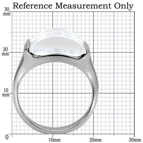 TK100 - High polished (no plating) Stainless Steel Ring with AAA Grade CZ in Clear