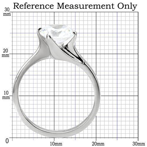 TK104 - High polished (no plating) Stainless Steel Ring with AAA Grade CZ in Clear