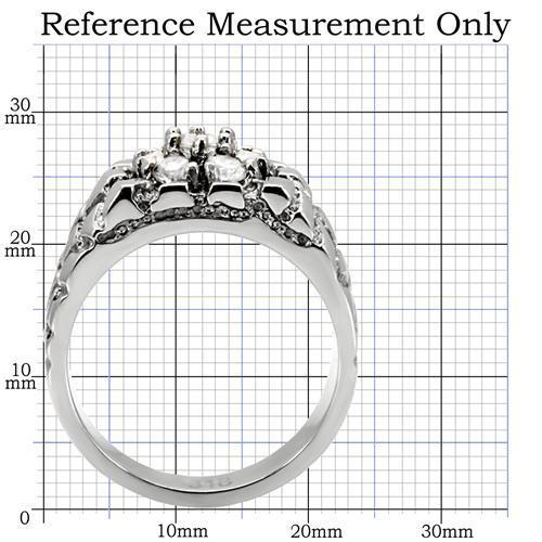 TK121 - High polished (no plating) Stainless Steel Ring with AAA Grade CZ in Clear