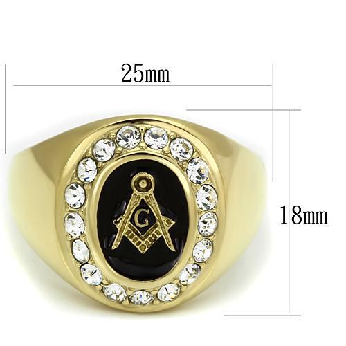 TK766 - IP Gold(Ion Plating) Stainless Steel Ring with Top Grade Crystal in Clear