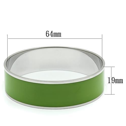 TK787 - High polished (no plating) Stainless Steel Bangle with Epoxy in Emerald
