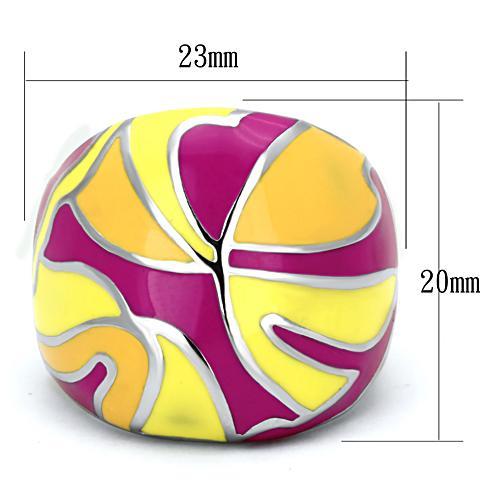 TK834 - High polished (no plating) Stainless Steel Ring with Epoxy in Multi Color