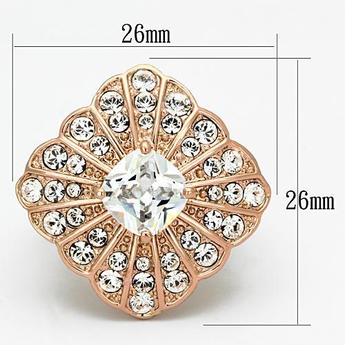TK866 - IP Rose Gold(Ion Plating) Stainless Steel Ring with AAA Grade CZ in Clear